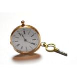 A lady's fob watch, case stamped 18k