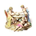 A 19th century Meissen figural group of three cherubs (a.f.)