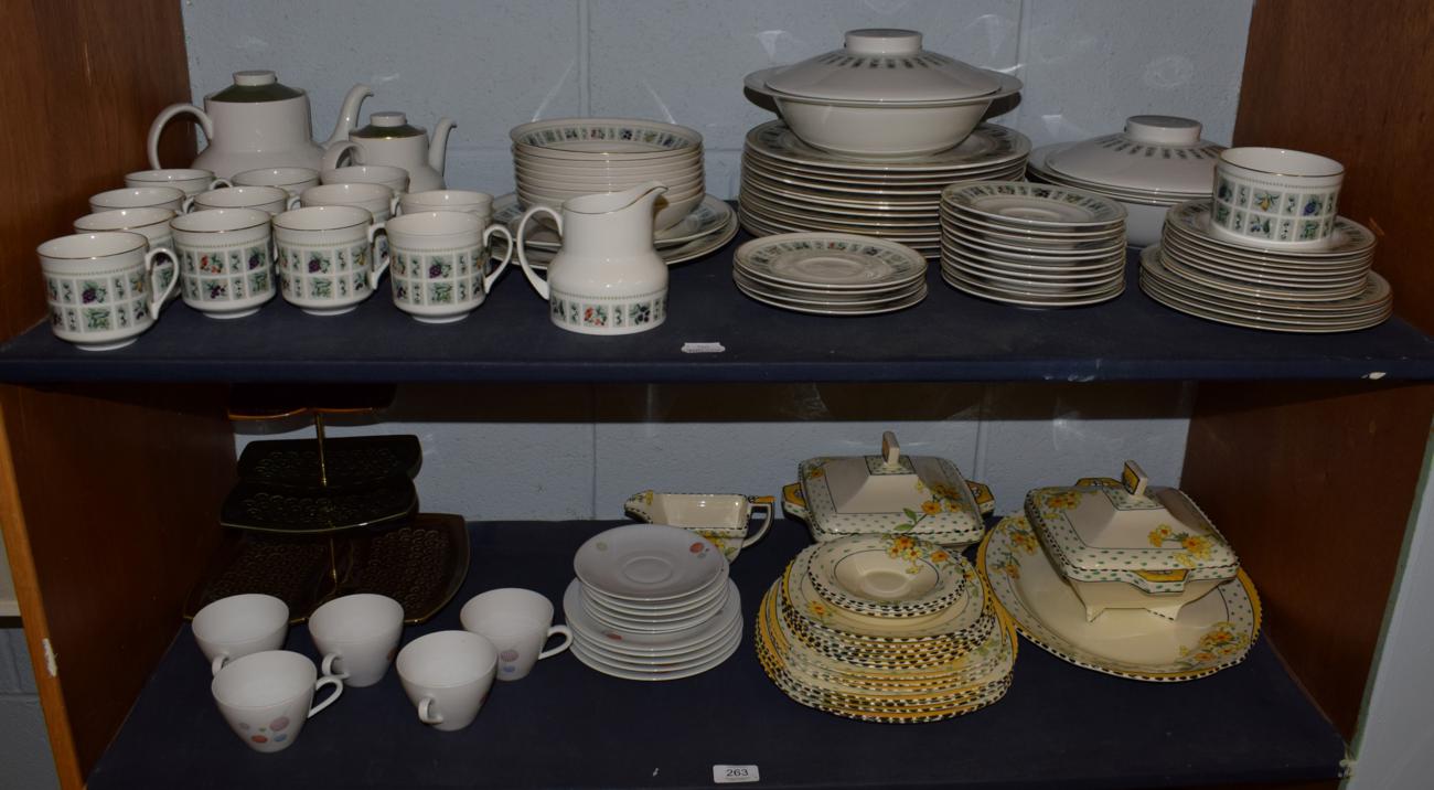 A Royal Doulton 'Tapestry' pattern part dinner service comprising tea pot, coffee pot, tureens