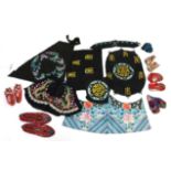 Assorted 20th Century Chinese Costume Accessories, including four pairs of silk embroidered and