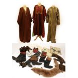 Assorted Eastern Vestments and Accessories, including a cotton striped robe with long sleeves in