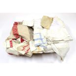 Assorted Textiles, including white cotton and linen table and bed linen, some embroidered or lace