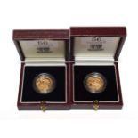 Proof Sovereigns 1992 and 1993 (2) In original boxes COA