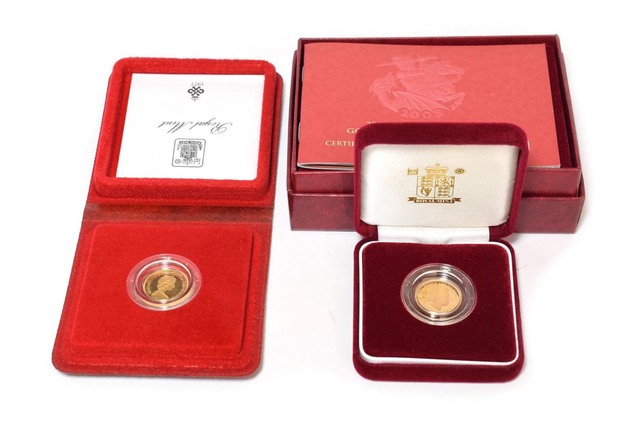 Royal Mint Proof Half Sovereign 2005 Case and certificate