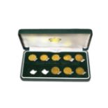 Half Sovereigns in green Imperial Coins case mixed grades George III 1817, 1818, George IIII 1824,
