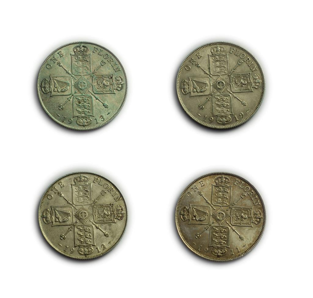 Florin 1911, 1912, 1913 and 1919 GEF or better S4012 some greening (4)