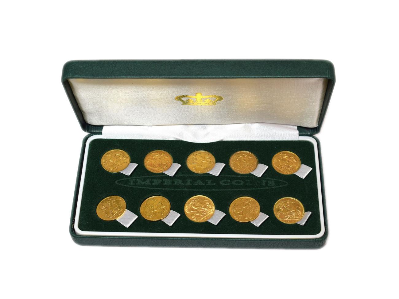 Edward VII and George V Half Sovereigns in green Imperial Coins case mixed grades VF and better (