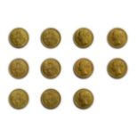 Victoria Shield Back Young Head Early Reign Sovereigns (11) 1848, 1849, 1850, 1853, 1854, 1855,