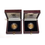 Proof Sovereigns 1990 and 1991 (2) In original boxes COA