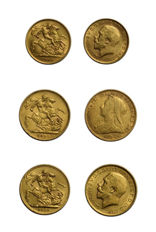 1912, 1895 Sovereigns and 1914 half sovereign