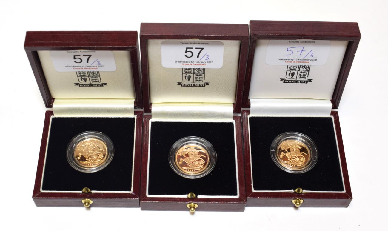 Proof Sovereigns 1994, 1995 and 1996 (3) In original boxes COA