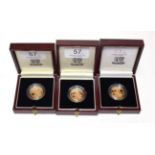 Proof Sovereigns 1994, 1995 and 1996 (3) In original boxes COA