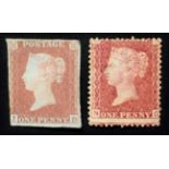 1841 IMPERF 1d RED M/MINT AND 1d PLATE 200 UNMOUNTED MINT Being an off set example. Comes in own