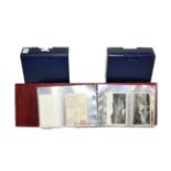 Three postcard albums with over 220 cards many photo street scenes and villages seldom seen, a