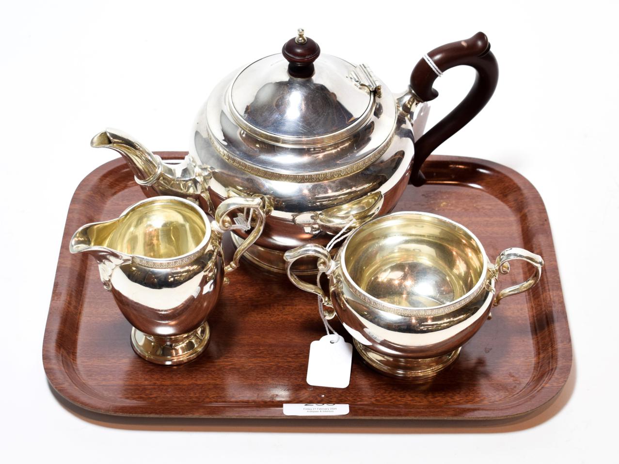 A three-piece George V silver tea-service, by The Goldsmiths and Silversmiths Co. Ltd., London,