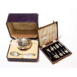 An Edward VII silver christening bowl and associated spoon, the bowl by Asprey, Birmingham, 1908,
