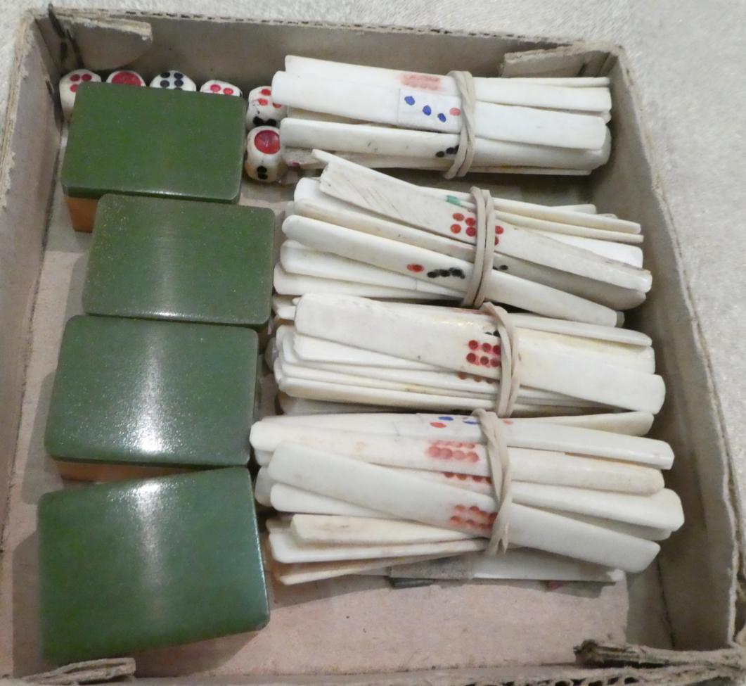 Two vintage mahjong sets with boards, one in pig skin case, with handmade stands - Image 5 of 10