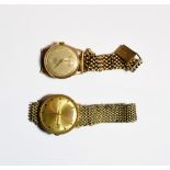 A 9 carat gold wristwatch signed Baume, with an attached 9 carat gold bracelet; and a 9 carat gold