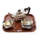 A George V silver tea-service, Joseph Gloster Ltd., Birmingham, 1910, each piece oblong and on