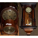 A chiming mantel clock; a striking mantel clock; and a Vienna type striking wall clock (3)