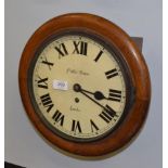 An oak single fusee wall timepiece, dial inscribed Potts Sons, Leeds