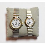 Lady's and gents Dunhill bi-metal wristwatches, quartz movements, dials with date apertures and