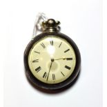 A silver pair cased verge pocket watch