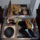 Two boxes of assorted 12'' and 7'' vinyls, mostly 60s