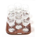 A set of nine Baccarat 'Massena' pattern wine glasses comprising six white and three red