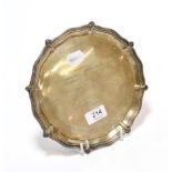 A George V silver waiter, by Mappin and Webb, Sheffield, 1922, shaped circular and with bead and