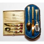 A cased Victorian silver-gilt christening-set, by Francis Higgins, London, 1867 and 1868, each piece