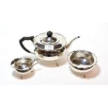 A three-piece George V silver tea-service, by Harry Atkins, Sheffield, 1916 and 1917, each piece