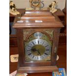 An 18th century style table timepiece, arch brass dial with silvered plaque inscribed 'Tempus