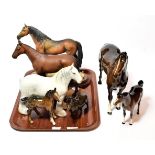 Beswick horses including: Mill Reef, Thoroughbred Stallion, Shetland Pony, Grey Shire Mare etc;