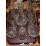 19th century and later glass including champagnes; wines; and a decanter etc