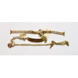 A 9 carat gold watch bracelet; and a 9 carat gold bracelet (2). Gross weight 17.4 grams.