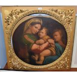 After Raphael, Madonna della Sedia, oil on canvas (tondo)