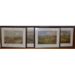 A group of four signed limited edition John King prints of The Belvoir Hunt