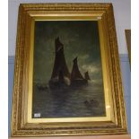 British School (19th century) Nocturne shipping scene, bears signature, oil on canvas, 73.5cm by