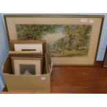 Thirteen assorted Baxter and Le Blond prints; together with a print woodland landscape