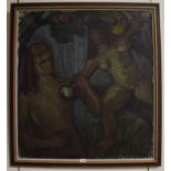 Ruth Weber (1894-1977) Danish, Adam and Eve, signed and indistinctly dated, oil on canvas, 98.5cm by