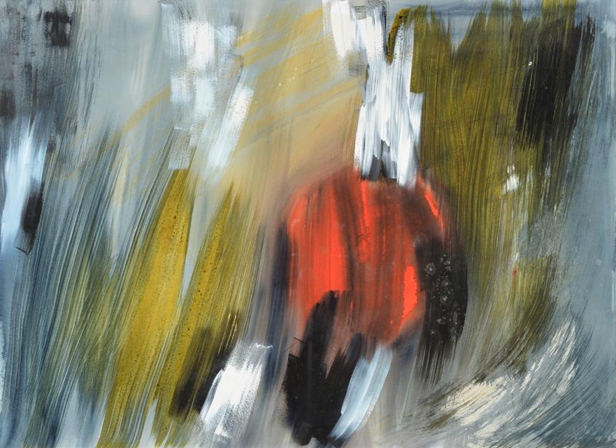 Marie Walker Last (1917-2017) Abstract with red circle Mixed media on paper, 53.5cm by 74.5cm