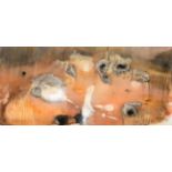 Marie Walker Last (1917-2017) Abstract in Ochre Signed and dated (19)75, mixed media, 33.5cm by