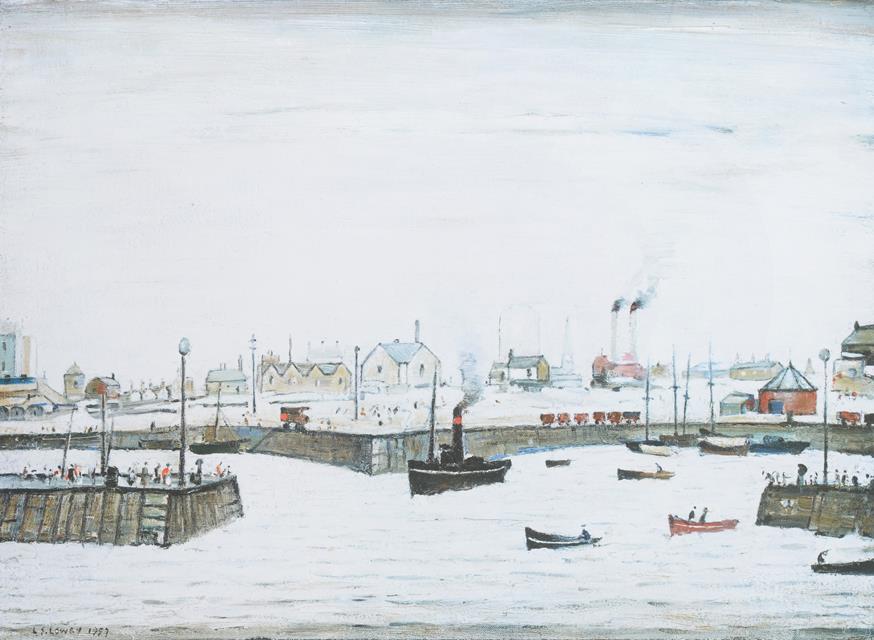 After Laurence Stephen Lowry RBA, RA (1887-1976) ''The Harbour'' Signed, with the blindstamp for the