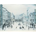 After Laurence Stephen Lowry RBA, RA (1887-1976) ''Level Crossing, Burton-on-Trent'' Signed, with