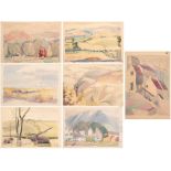 Edith Lawrence (1890-1973) ''Schwanden'' Signed and inscribed, watercolour, together with six