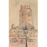 Paul Maze (1887-1979) French ''Liverpool Cathedral'' Signed and inscribed, watercolour, 33cm by 20cm