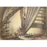 Robert Emerson Curtis (1898-1986) Australian ''The Building of Sydney Opera House'' Signed and dated