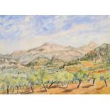 Paul Maze (1887-1979) French Mediterranean landscape with olive grove Signed, watercolour and ink,