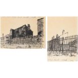 Stuart Walton (b.1933) ''Railings, Hunslet'' Signed inscribed and dated 1964, charcoal, together